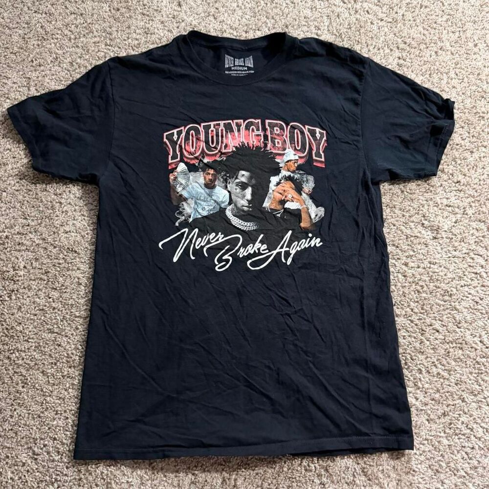 NBA YoungBoy Never Broke Again Graphic T Shirt Medium Black Rap Merch Tee